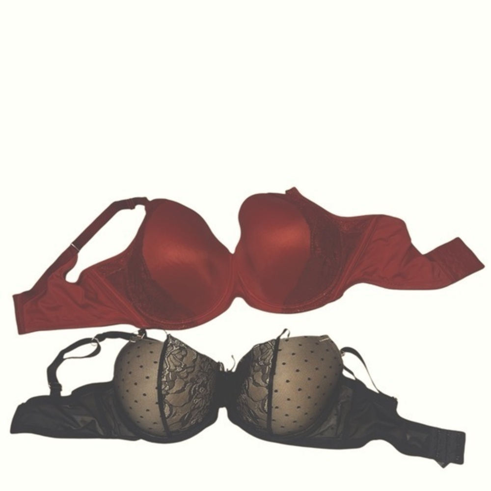 Women's Bra Assortment Size 40DDD Two Bras EUC (black & red) Modern Movement